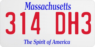 MA license plate 314DH3