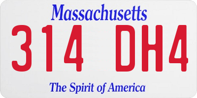 MA license plate 314DH4