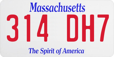 MA license plate 314DH7
