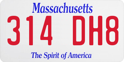 MA license plate 314DH8