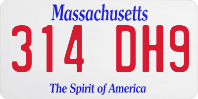 MA license plate 314DH9