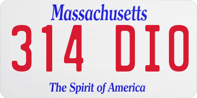 MA license plate 314DI0