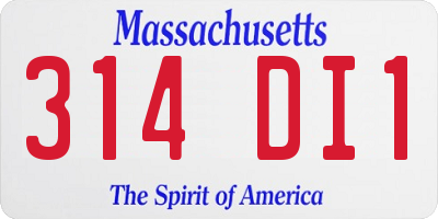 MA license plate 314DI1