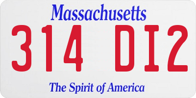 MA license plate 314DI2