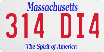 MA license plate 314DI4