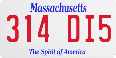 MA license plate 314DI5