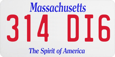 MA license plate 314DI6