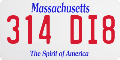 MA license plate 314DI8