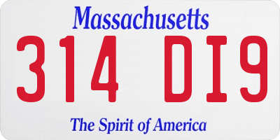 MA license plate 314DI9
