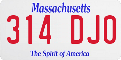 MA license plate 314DJ0