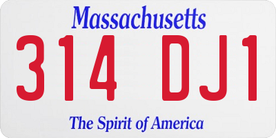 MA license plate 314DJ1