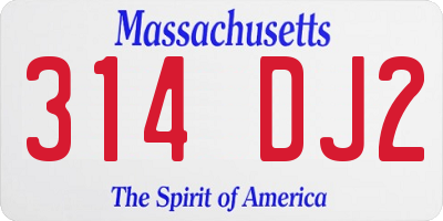MA license plate 314DJ2
