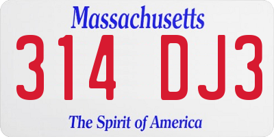 MA license plate 314DJ3