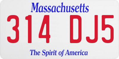 MA license plate 314DJ5