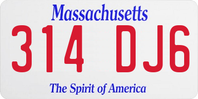 MA license plate 314DJ6