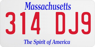 MA license plate 314DJ9