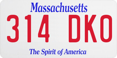 MA license plate 314DK0