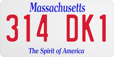 MA license plate 314DK1