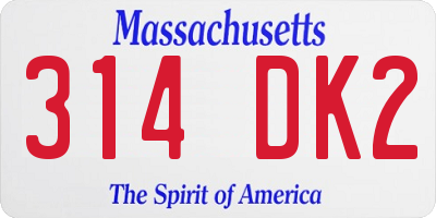 MA license plate 314DK2