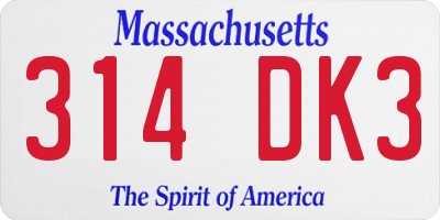 MA license plate 314DK3