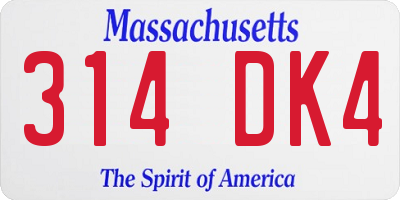 MA license plate 314DK4