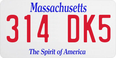 MA license plate 314DK5