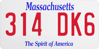 MA license plate 314DK6