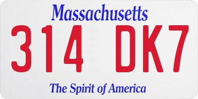 MA license plate 314DK7