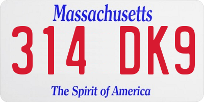 MA license plate 314DK9