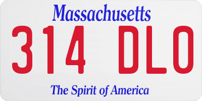 MA license plate 314DL0