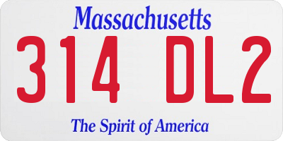 MA license plate 314DL2