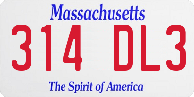MA license plate 314DL3