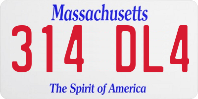 MA license plate 314DL4