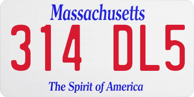 MA license plate 314DL5