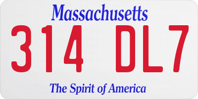 MA license plate 314DL7