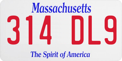 MA license plate 314DL9