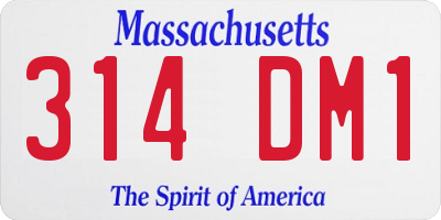 MA license plate 314DM1