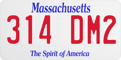 MA license plate 314DM2
