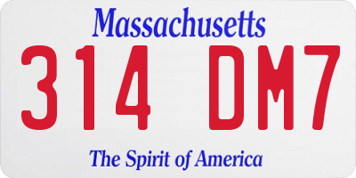 MA license plate 314DM7