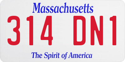 MA license plate 314DN1