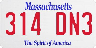 MA license plate 314DN3