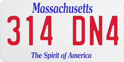 MA license plate 314DN4