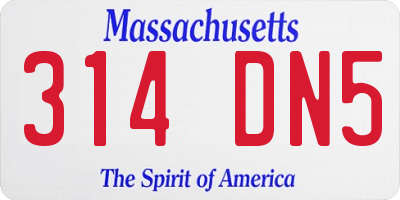 MA license plate 314DN5