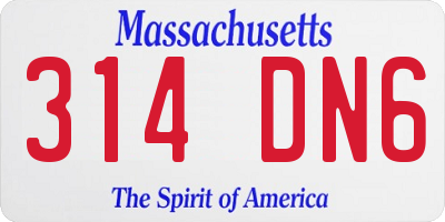 MA license plate 314DN6