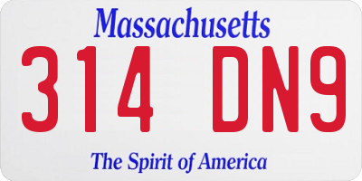 MA license plate 314DN9