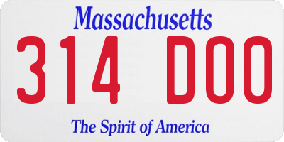 MA license plate 314DO0