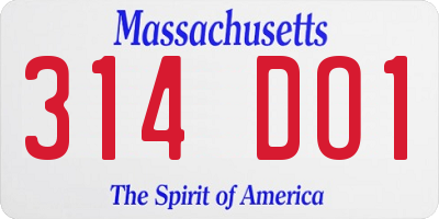 MA license plate 314DO1