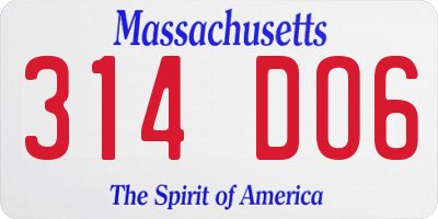 MA license plate 314DO6
