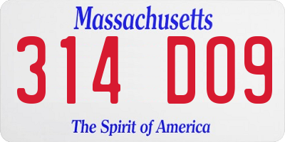 MA license plate 314DO9