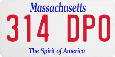 MA license plate 314DP0